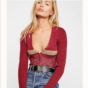 Free People Frequency V-Neck Sweater Pink XS